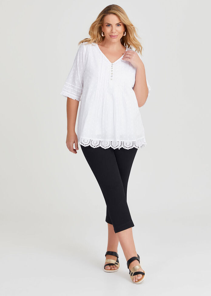 Cotton Dobby Pintuck Top, , hi-res