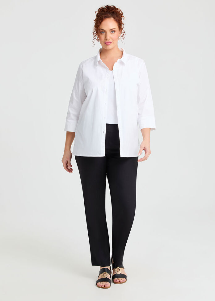 Stretch Cotton Poplin Shirt, , hi-res