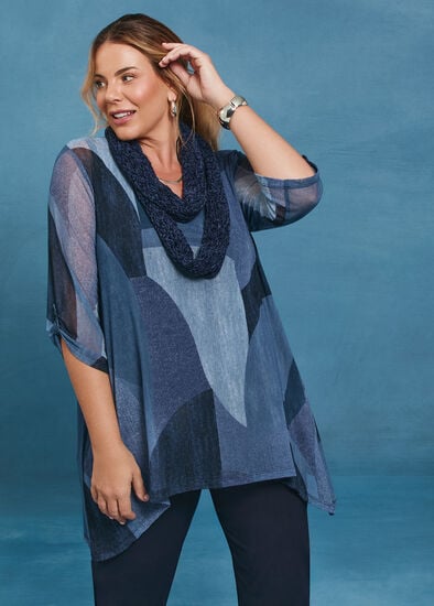 Plus Size Mesh Layered Tunic