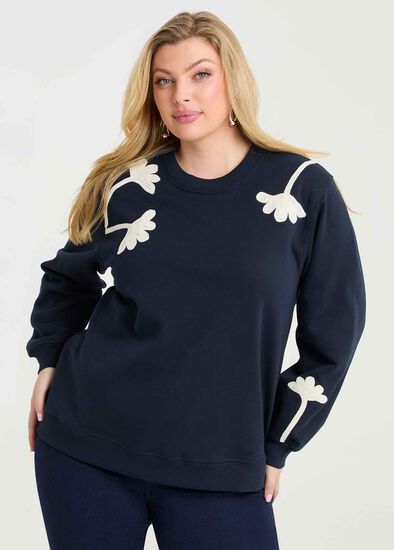 Plus Size Cotton Blend Embroidery Sweatshirt