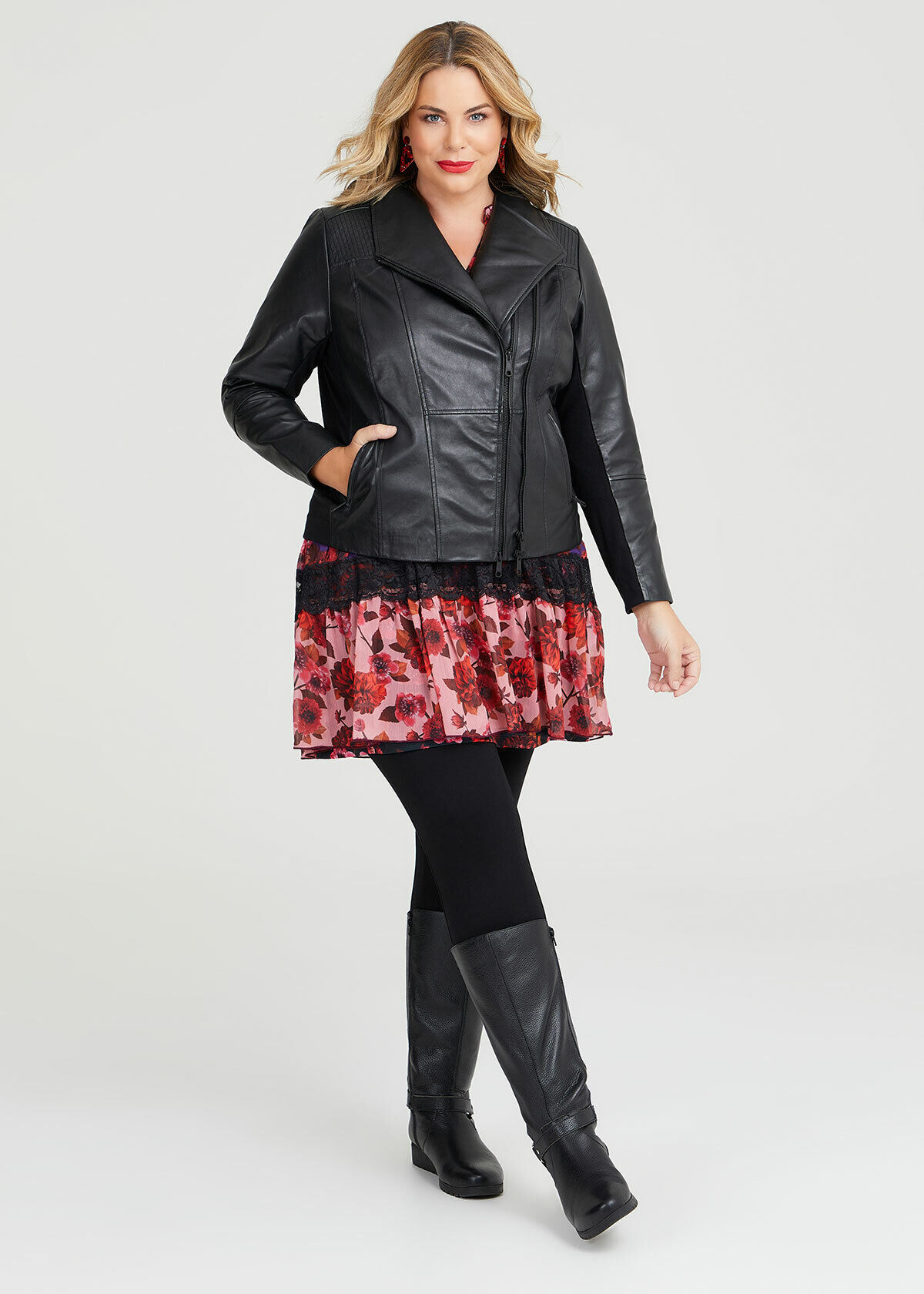 ELOQUII Elements Women's Plus Size Puff Sleeve Faux Leather Utility Jacket  - Walmart.com