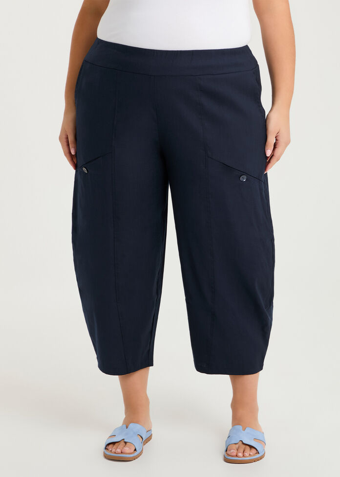 Petite Stretch Linen Crop Pant, , hi-res
