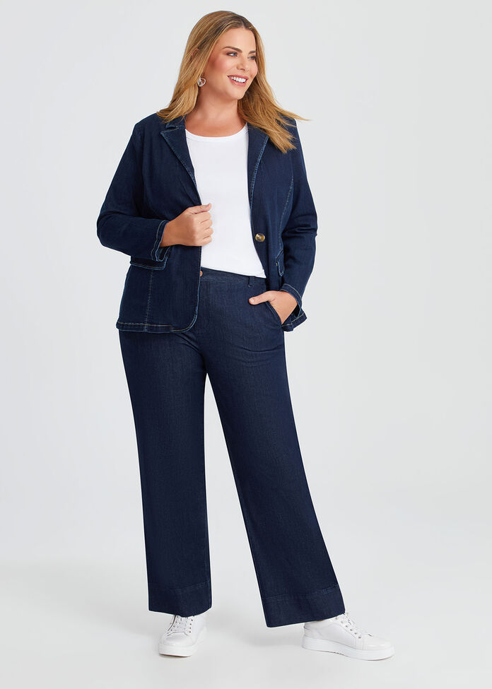 Organic Cotton Denim Blazer, , hi-res