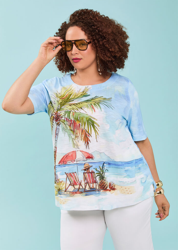 Cotton Slub Vacay Top, , hi-res