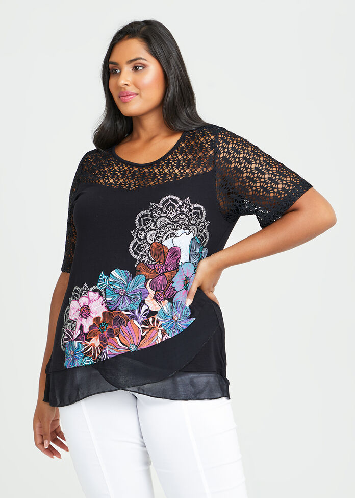 Chantilly Print Natural Top, , hi-res