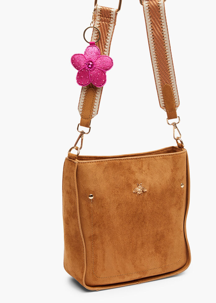 Embroidered Flower Bag Charm, , hi-res