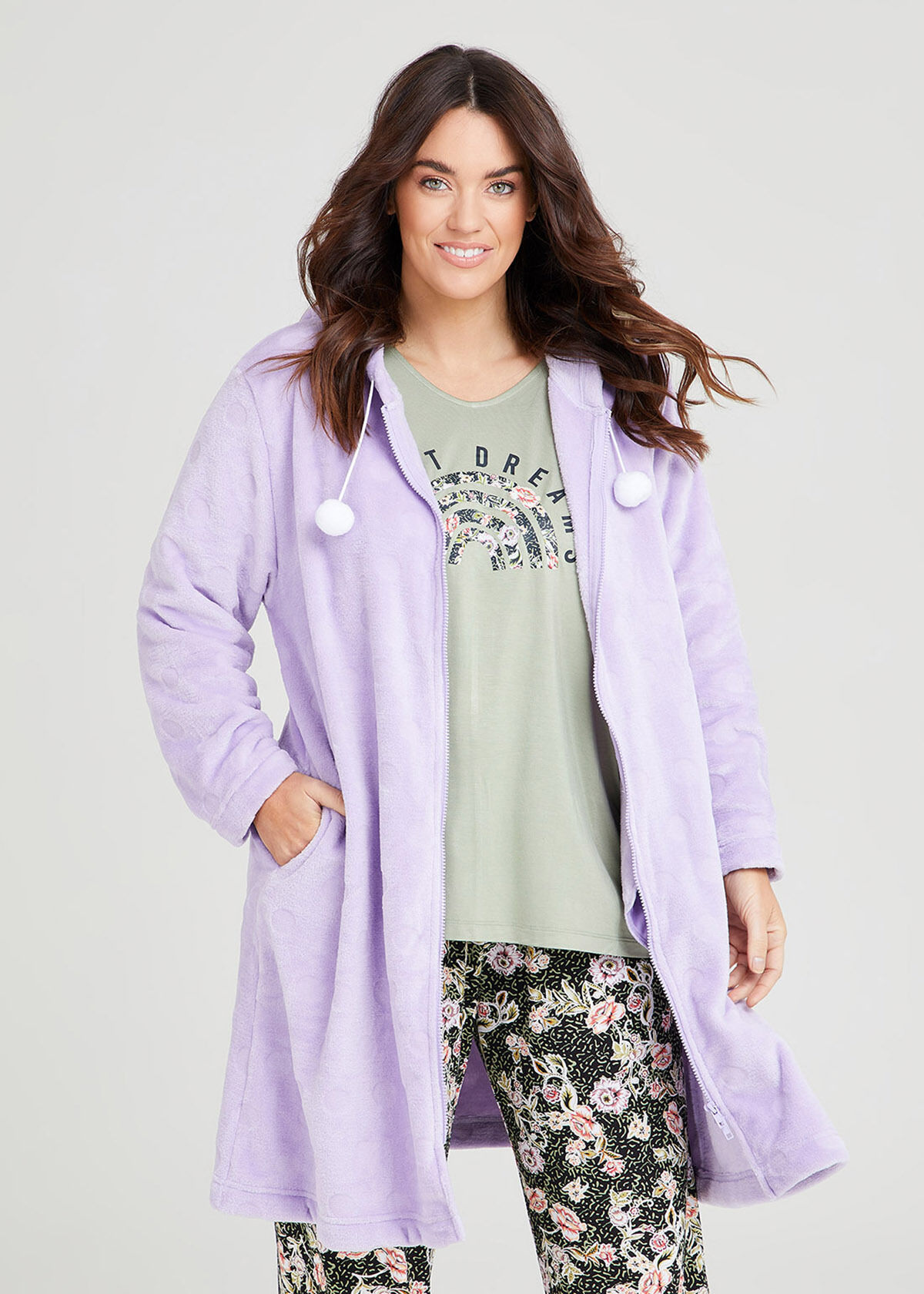 Cosy Spot Zip Dressing Gown