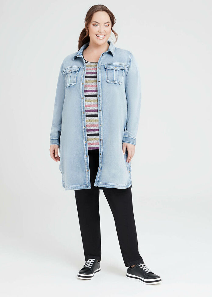Girlfriend Long Denim Shacket, , hi-res