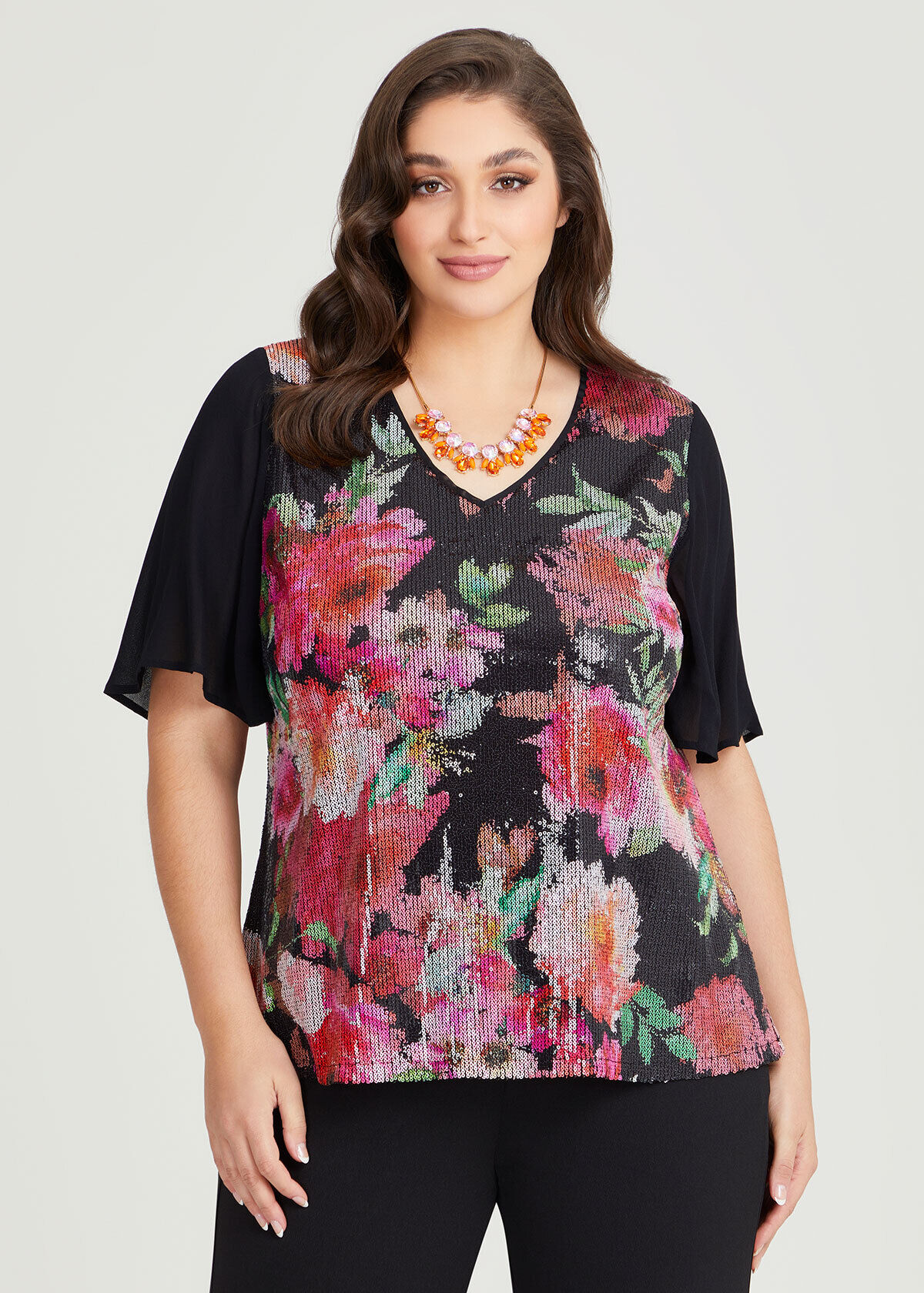 Sequin floral top store