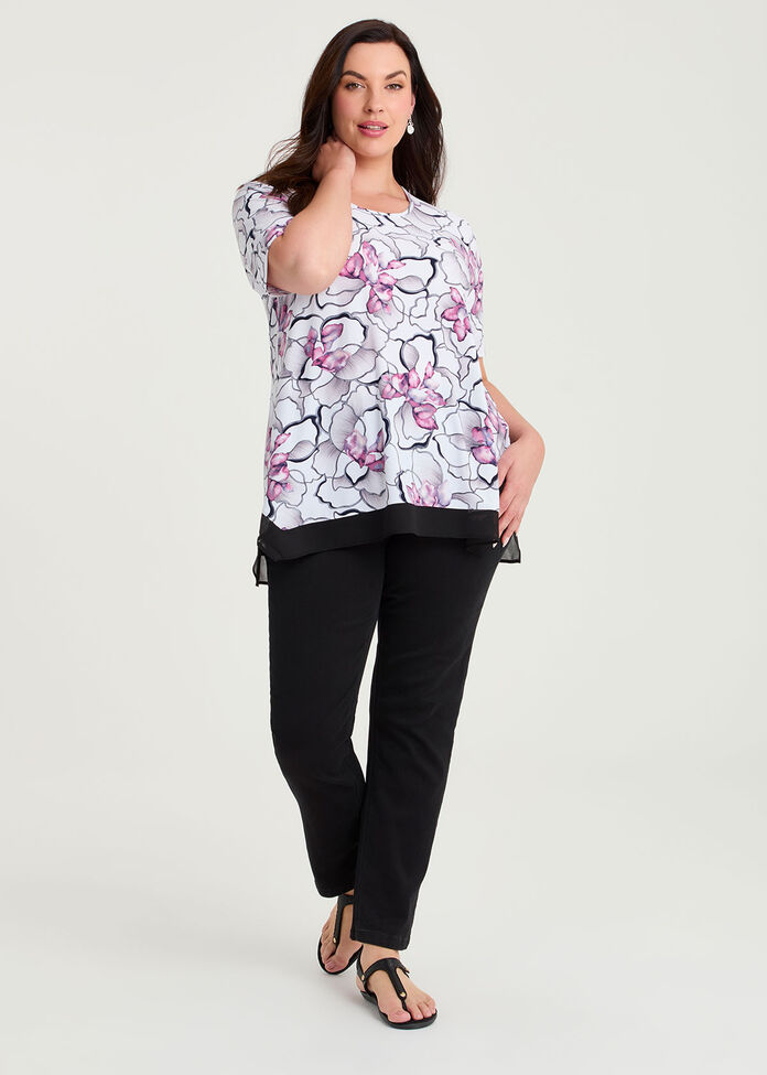 Chiffon Hem Trim Luna Top, , hi-res