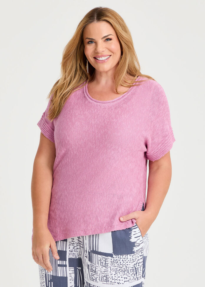 Lurex Boatneck Cotton Blend Knit, , hi-res