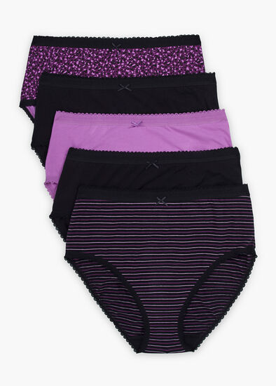 Plus Size 5 Pack Cotton Multi Briefs