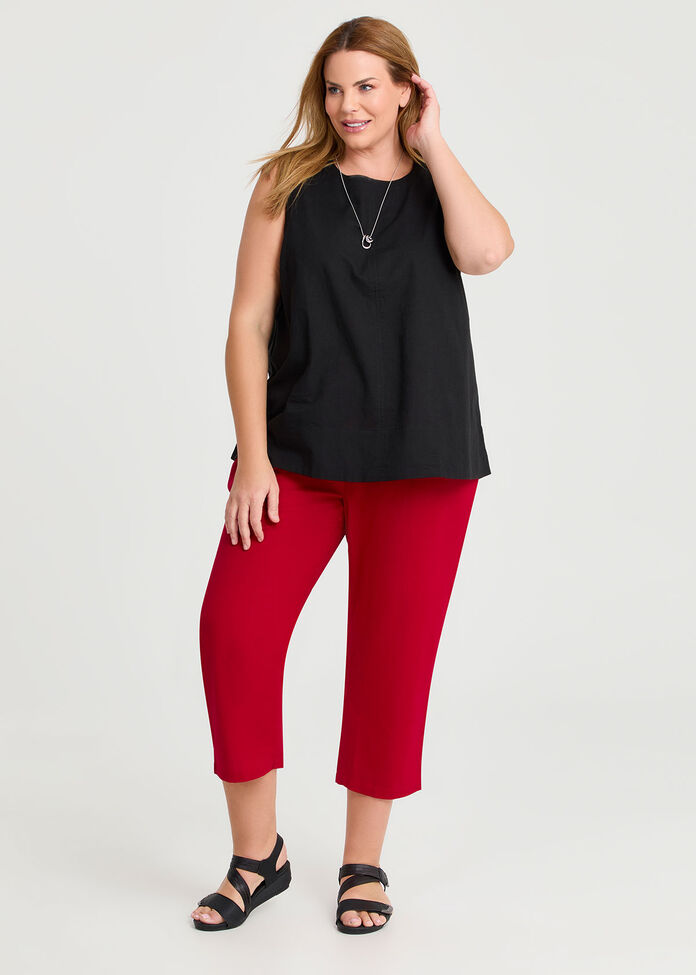 Cotton Linen Crop Pant, , hi-res