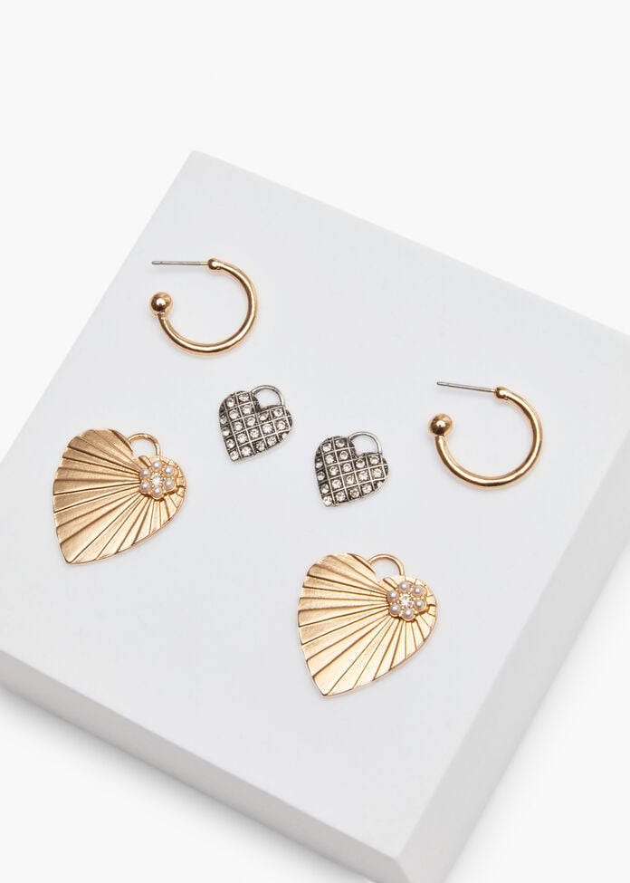 Heart Charm Play Earrings, , hi-res