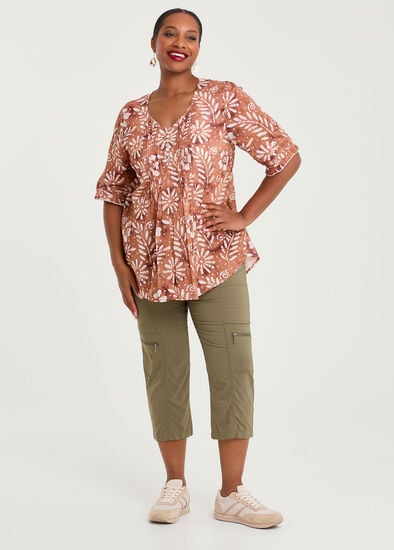 Plus Size Castaway Cargo 3/4 Pocket Pant