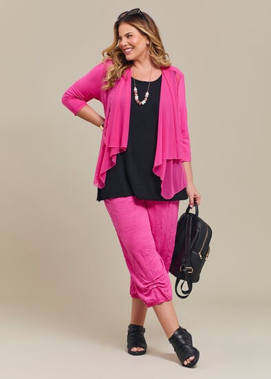 Plus Size Crush Tuck Lantern Crop Pant