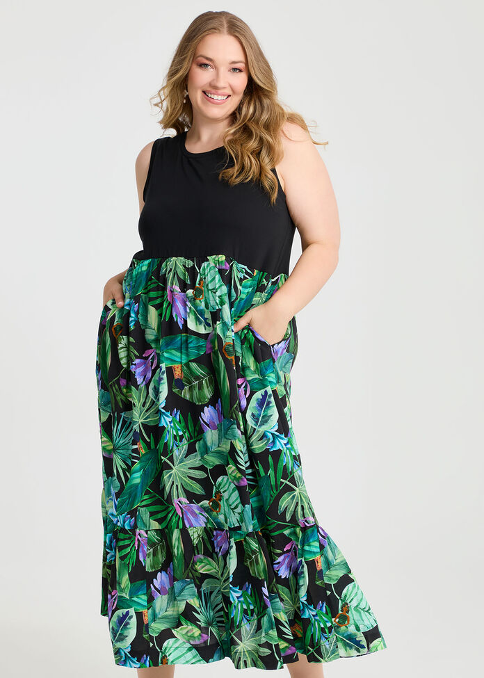Natural Mix Jungle Maxi Dress, , hi-res