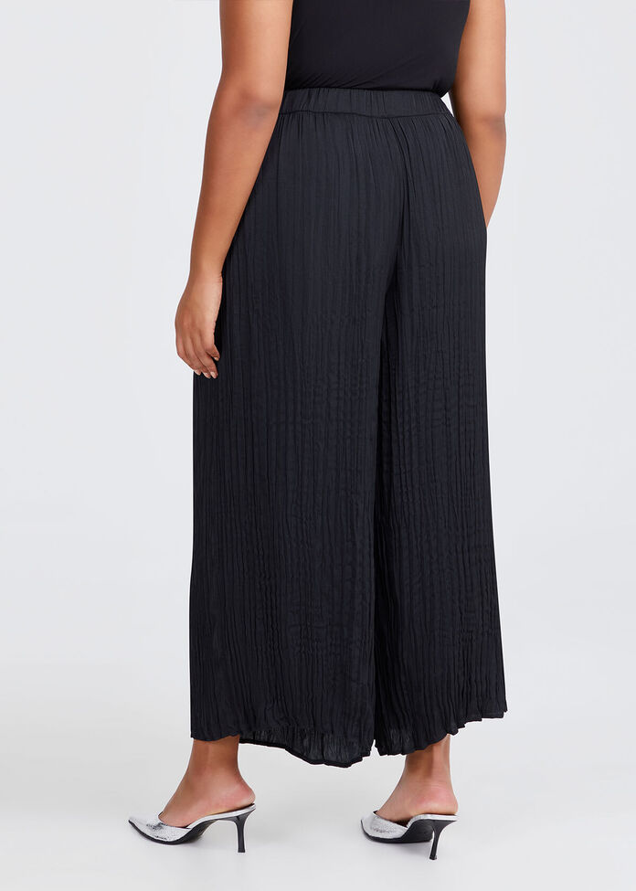 Crinkle Satin Black Wide Leg Pants: Plus Size | Taking Shape AU