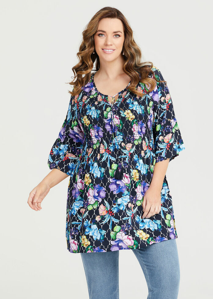 Shop Plus Size Natural Watercolour Floral Tunic in Multi | Taking Shape AU
