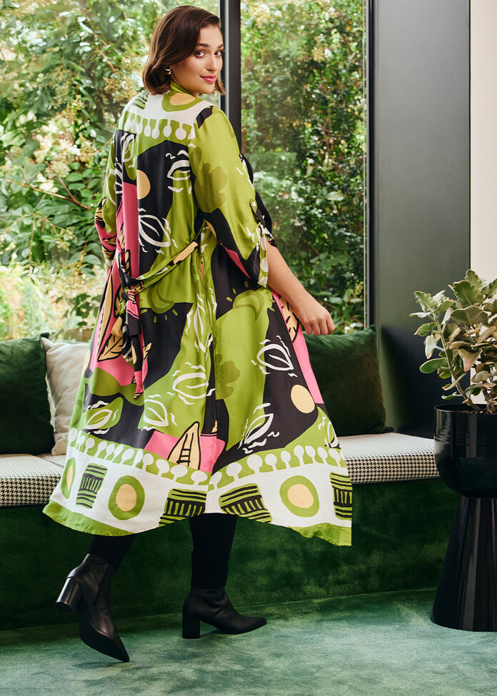 Plus Size Button Through Shirt Dress Green Black Taking Shape AU