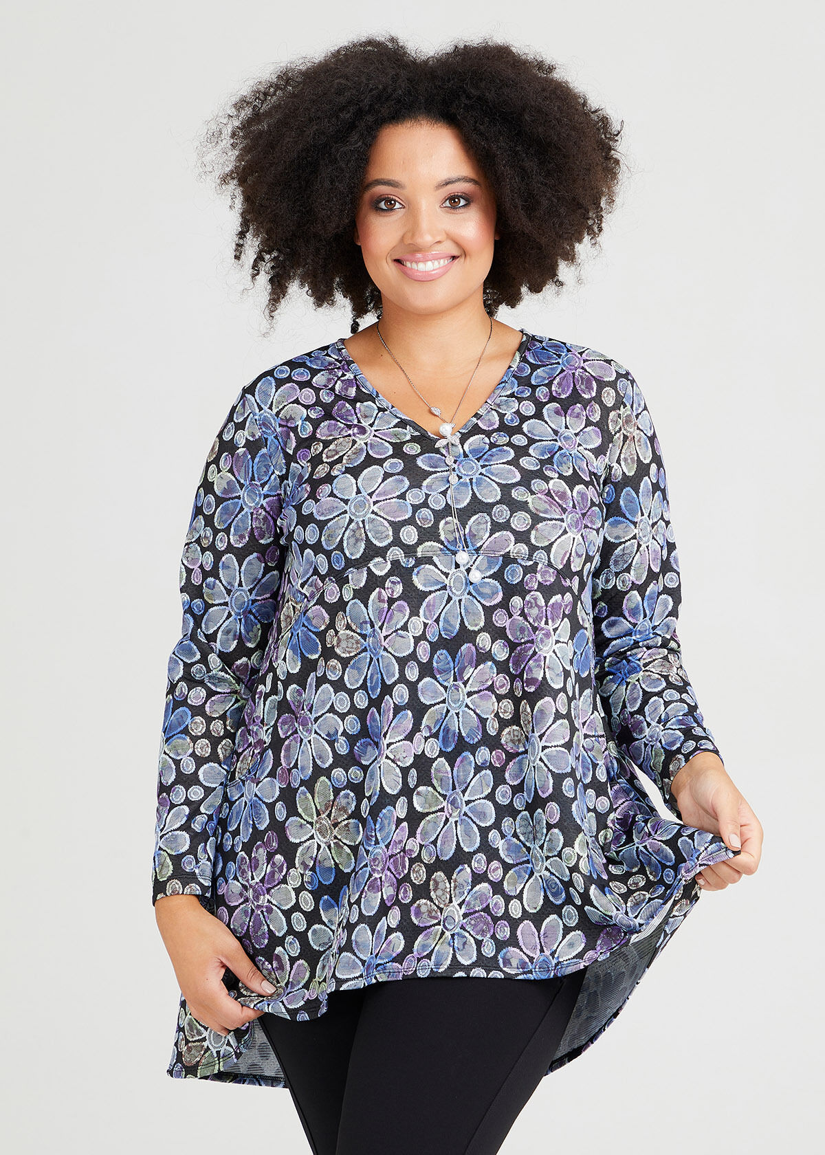 Leaha Jacquard Tunic in Purple in sizes 