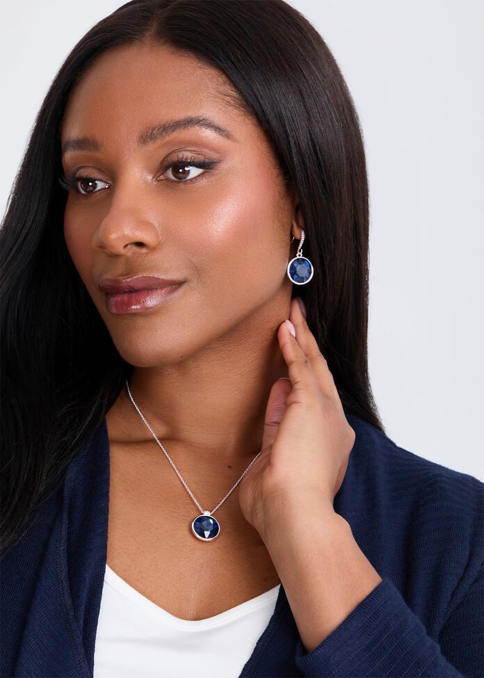 Detailed Jewel Drop Necklace, , hi-res