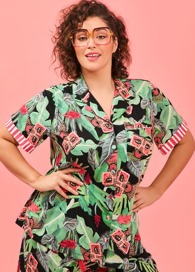 Plus Size Bouffants Tropical Glam Pj Top