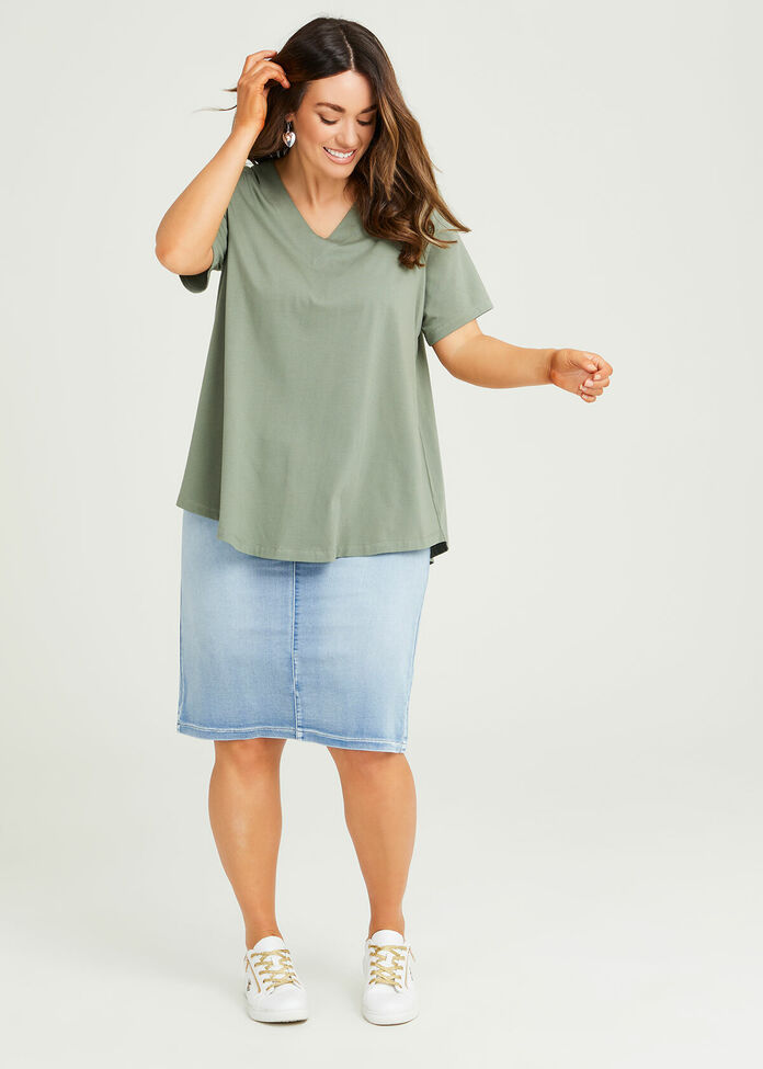 Organic V-neck Swing Basic Tee, , hi-res