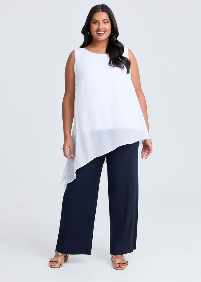 Stretch Linen Bea Wide Leg Pant, , hi-res