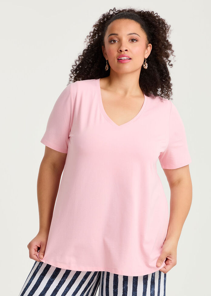 Good Earth Australian Cotton V-neck T-shirt, , hi-res