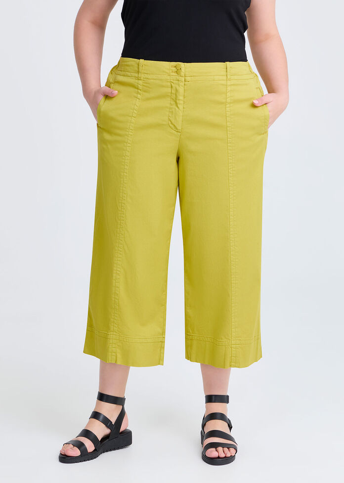 Lyocell Wide Leg Crop Pant, , hi-res