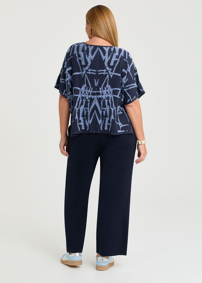 Abstract Jacquard Cotton Cardigan, DARK INDIGO, hi-res