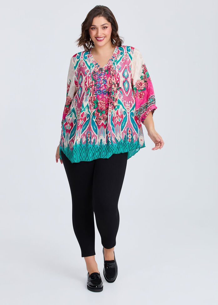 AZTEC CHERRY WOVEN TOP