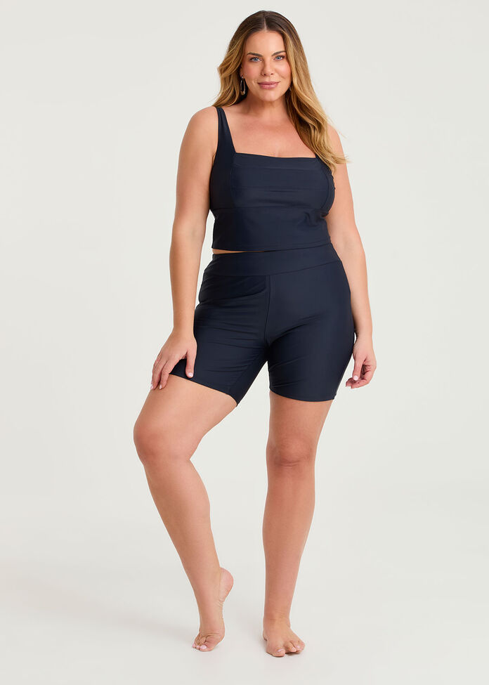 Seam Detail Crop Swim Top, , hi-res