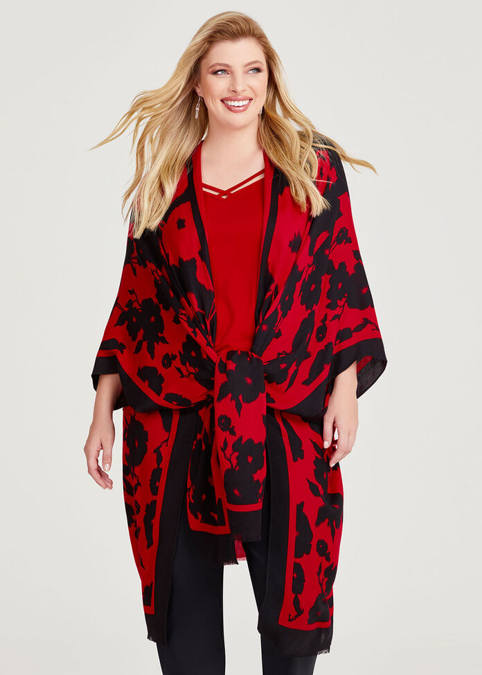 Poppy Cape Kimono, , hi-res
