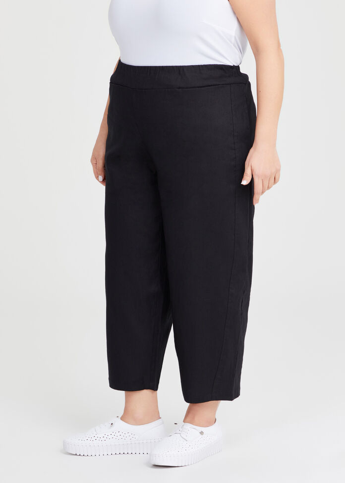 Shop Plus Size Petite Stretch Linen Esme Pant, Black Taking Shape AU