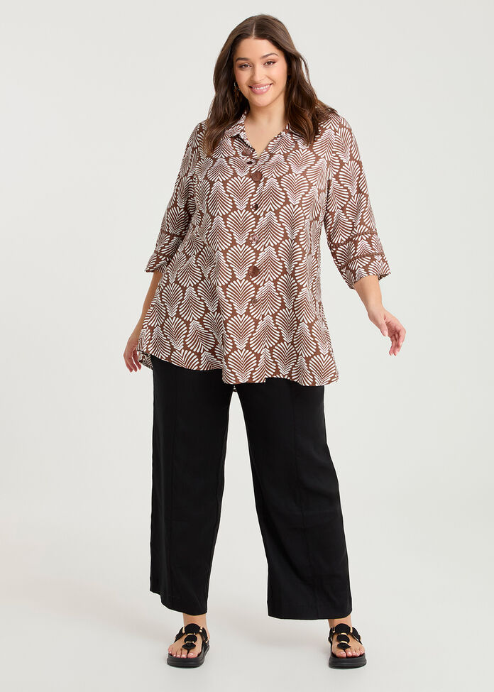 Abstract Print Natural Shirt, , hi-res