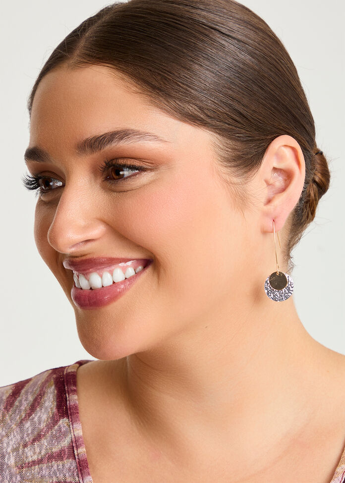 Mixed Metal Disc Earrings, , hi-res