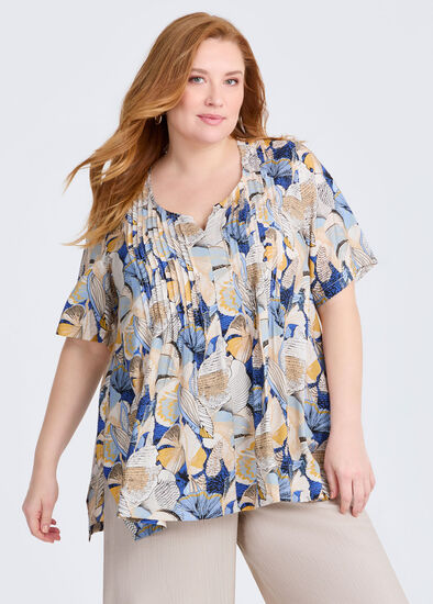 Plus Size Polly Pintuck Natural Top