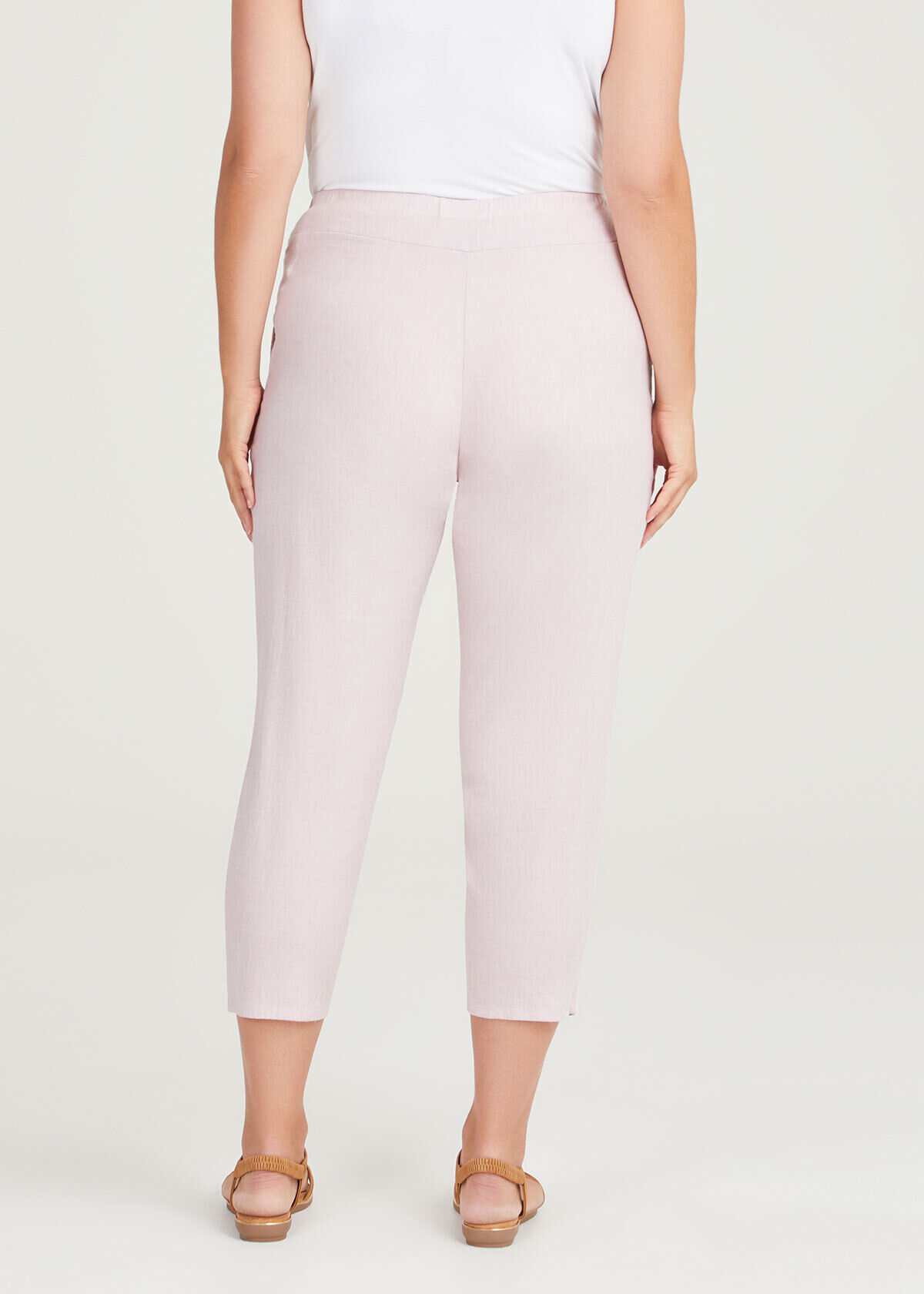 Shop Plus Size Stretch Linen Lounge Crop Pant in Red Taking Shape AU