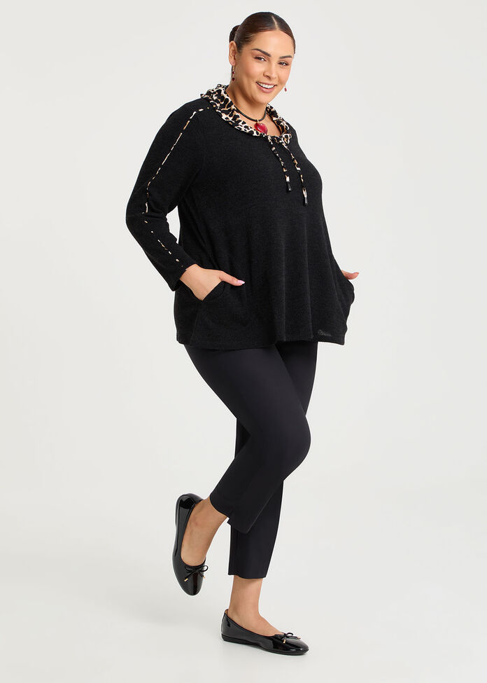 Waffle Snug & Leopard Trim Top, , hi-res