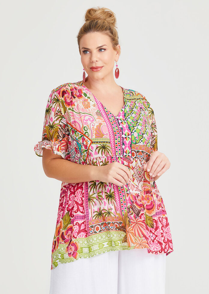 Shop Plus Size Natural Cabo Paradise Top in Multi | Taking Shape CZ