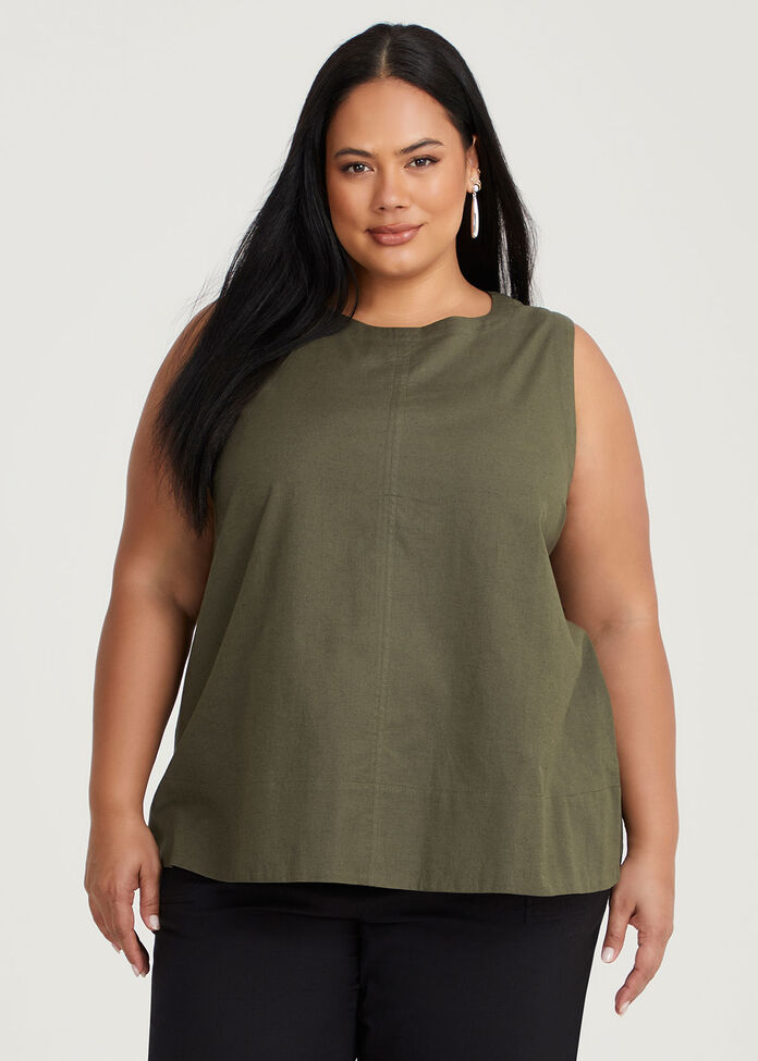 Cotton Linen Sleeveless Top, , hi-res