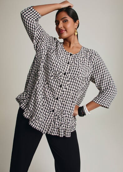 Plus Size Salsa Gingham Cornelli Top