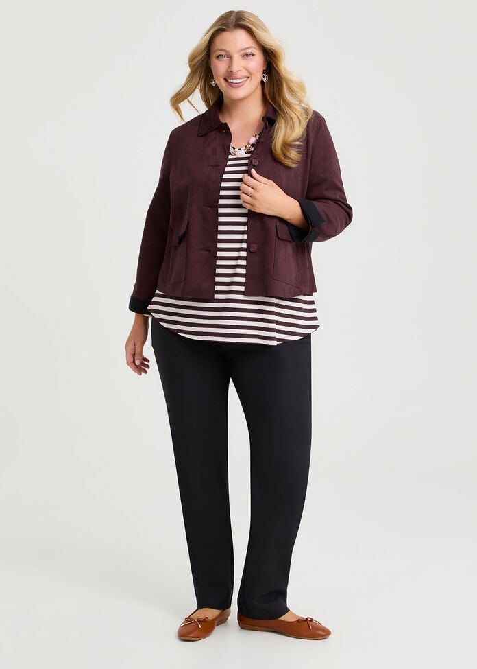 Faux Suede Crop Jacket, , hi-res