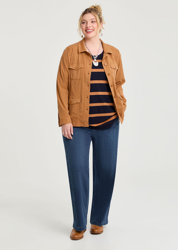 Bamboo Ponte Block Stripe Top, , hi-res