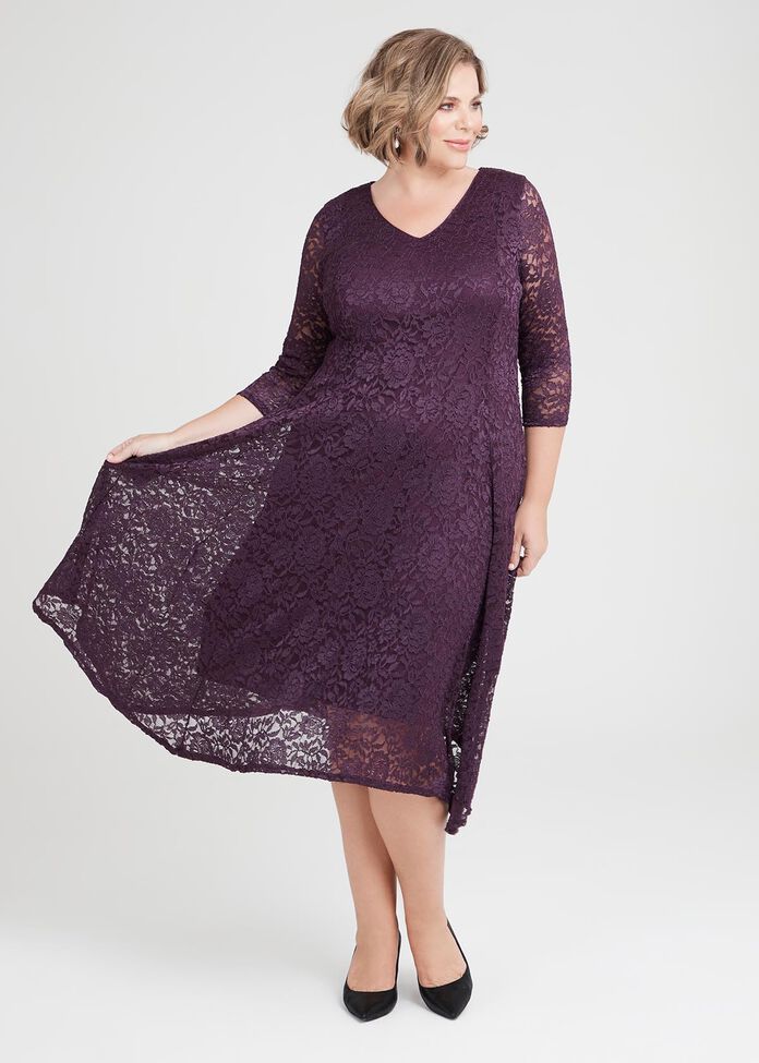 Shop Plus Size Odette Lace Cocktail Dress in Purple | Taking Shape AU