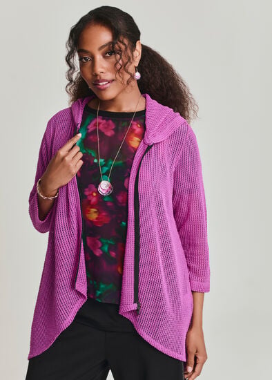 Plus Size Textured Moanna Zip Cardigan