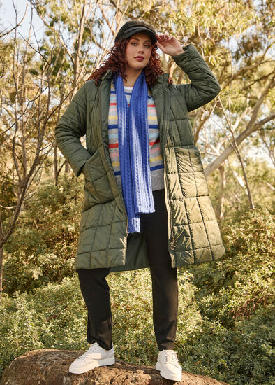 Plus Size A Line Hooded Puffer Jacket