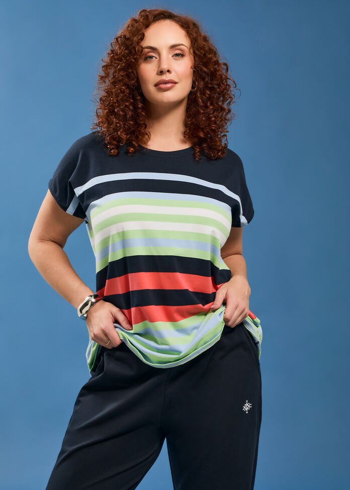 Cotton Weekend Fun Stripe T-shirt, , hi-res